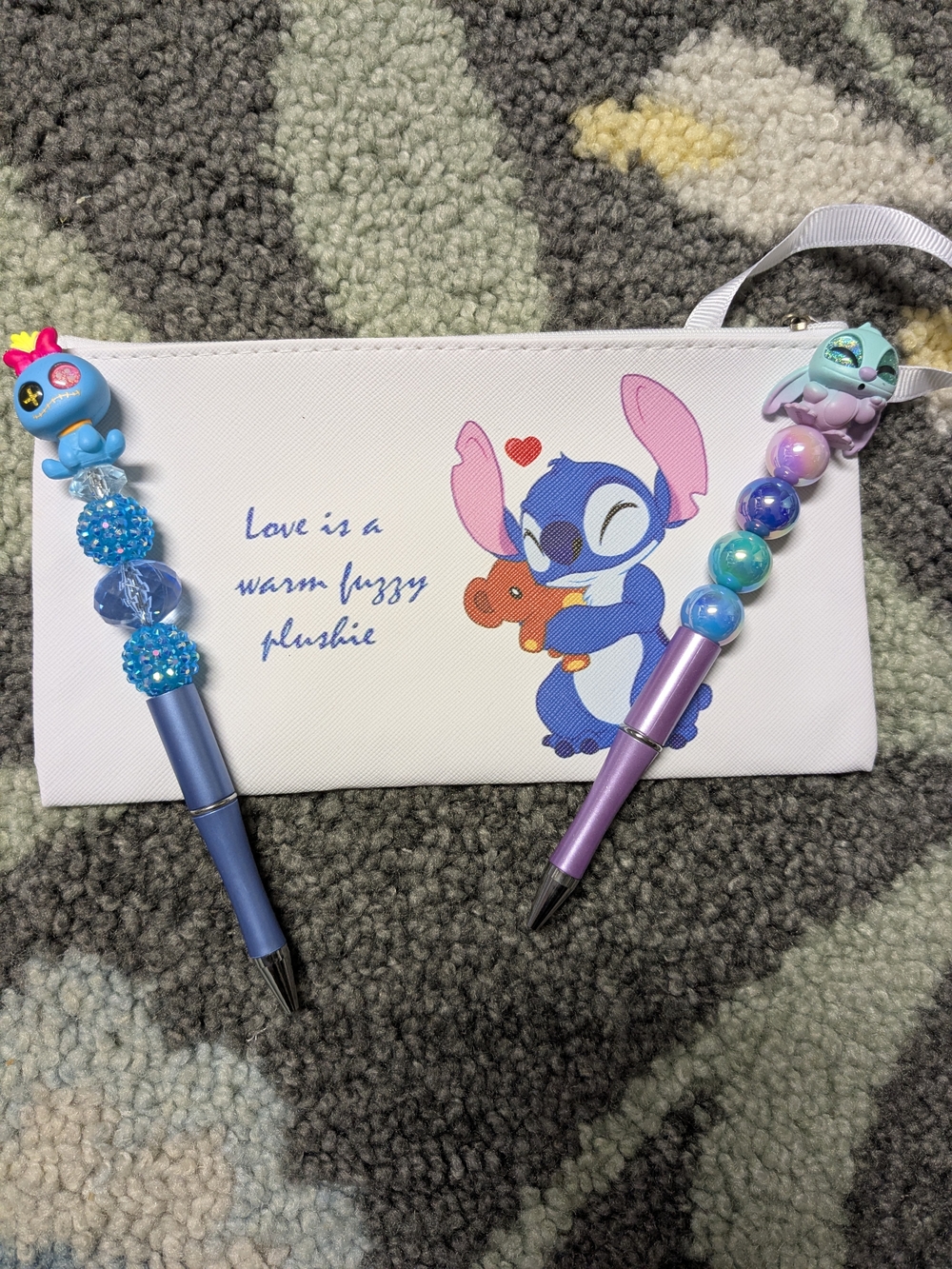 Stitch Graphic Wristlet Pencil Case with Cute Character Pens Homemade